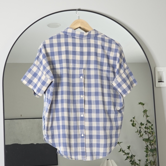 Madewell Blue Gingham Button-Back Top, Size XS - Picture 4 of 8